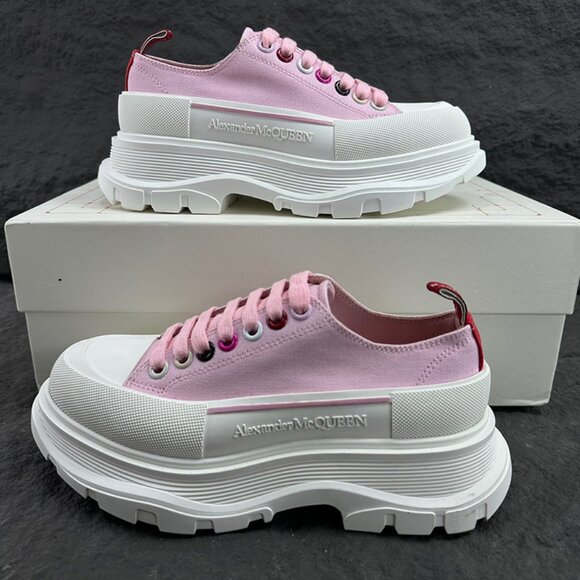 Alexander McQueen Shoes - White & Pink Alexander McQueen Low-Top Platform Sneakers